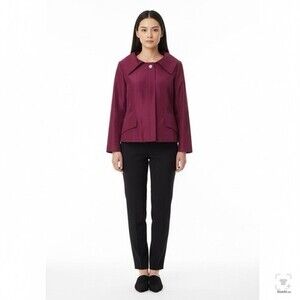 Teri Jon Rickie Freeman Silk Jacket Small Magenta Cropped Bow Belt Formal